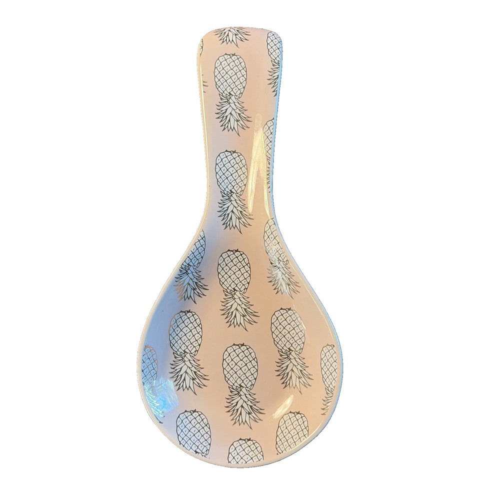 Tropical Pink Gold Pineapple Ceramic Spoon Rest 10 Strawberry Street